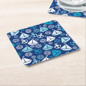Cartoon Patroon met zeilboten Kartonnen Onderzetters (Schuin)