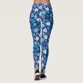 Cartoon Patroon met zeilboten Leggings (Achterkant)
