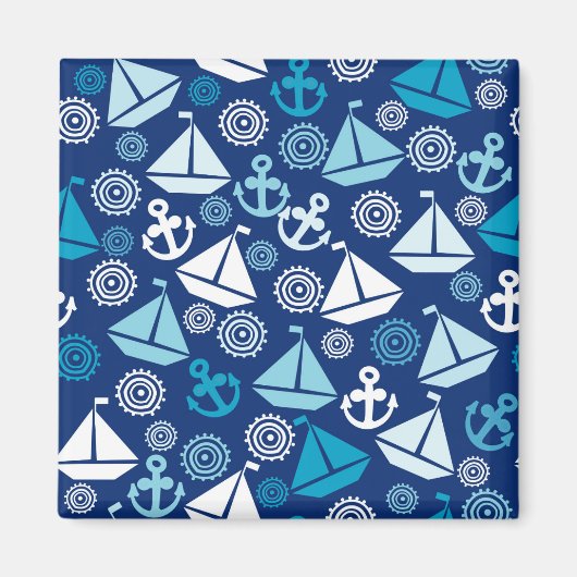 Cartoon Patroon met zeilboten Magneet (Voorkant)