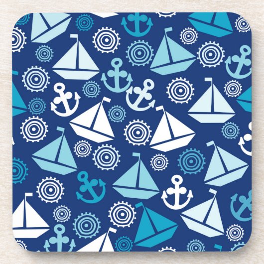 Cartoon Patroon met zeilboten Onderzetter (Voorkant)
