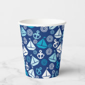Cartoon Patroon met zeilboten Papieren Bekers (Voorkant)