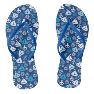 Cartoon Patroon met zeilboten Teenslippers