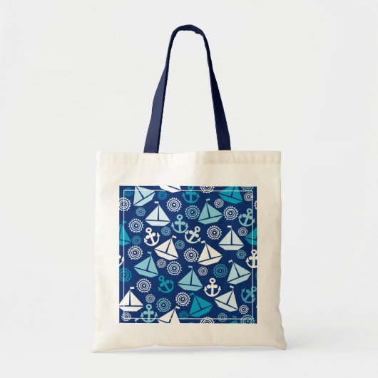 Cartoon Patroon met zeilboten Tote Bag (Voorkant)