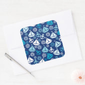 Cartoon Patroon met zeilboten Vierkante Sticker (Envelop)