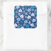 Cartoon Patroon met zeilboten Vierkante Sticker (Tas)