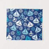 Cartoon Patroon met zeilboten Wandkleed (Voorkant (horizontaal))
