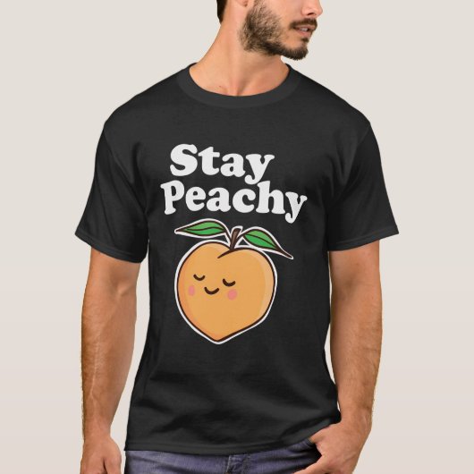 Cartoon Peach Stay Peachy T-shirt (Voorkant)