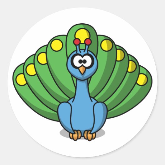 Cartoon Peacock Sticker (Voorkant)