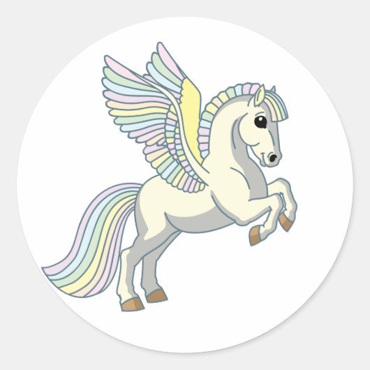 cartoon pegasus ronde sticker (Voorkant)