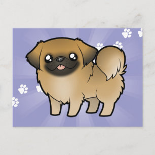 Cartoon Pekeingese (puppy cut) Briefkaart