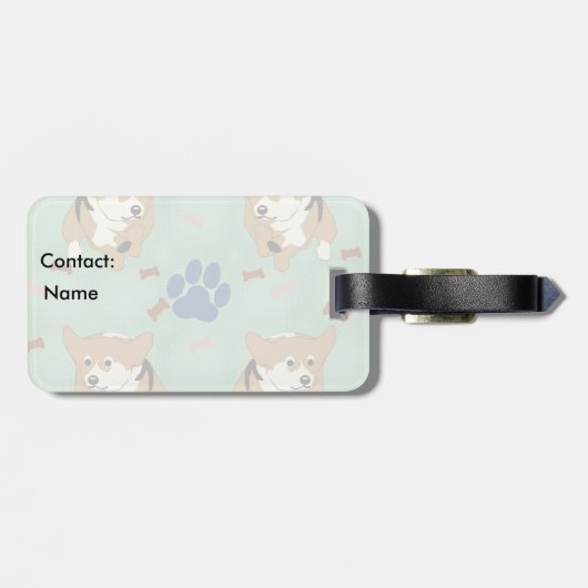 Cartoon Pembroke Welsh Corgi Bagagelabel (Achterkant horizontaal)