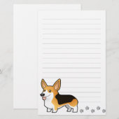 Cartoon Pembroke Welsh Corgi Briefpapier (Voorkant / Achterkant)