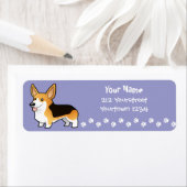 Cartoon Pembroke Welsh Corgi Etiket (Insitu)