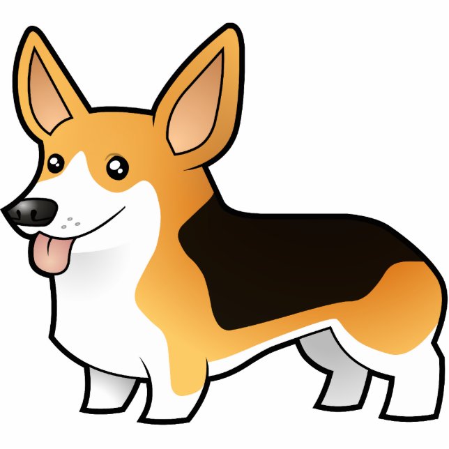 Cartoon Pembroke Welsh Corgi Fotobeeldje Magneet (Voorkant)