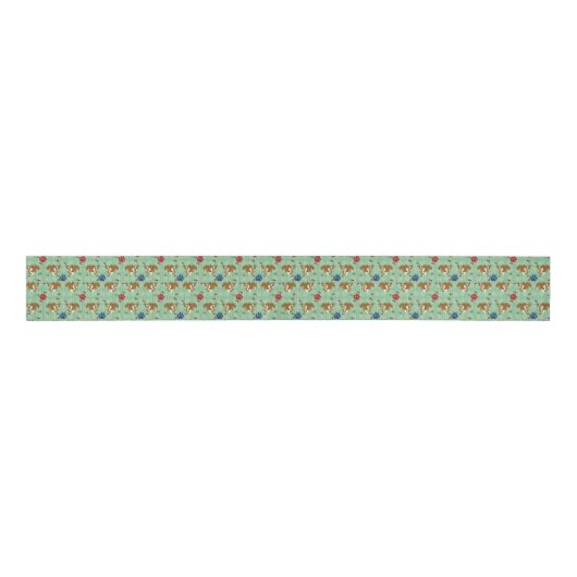 Cartoon Pembroke Welsh Corgi Grosgrain Lint (Voorkant)