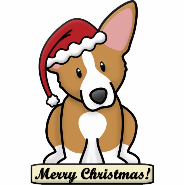Cartoon Pembroke Welsh Corgi kerstversiering Fotobeeldje Ornament (Voorkant)