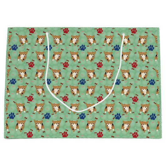 Cartoon Pembroke Welsh Corgi Large Cadeautasje (Voorkant)