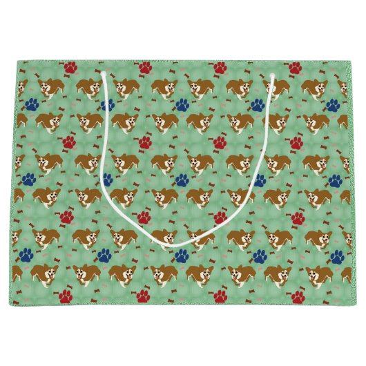 Cartoon Pembroke Welsh Corgi Large Cadeautasje (Voorkant)