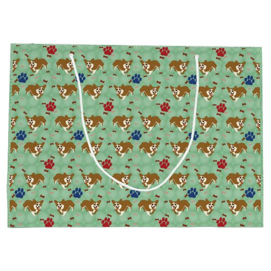 Cartoon Pembroke Welsh Corgi Large Cadeautasje (Achterkant)