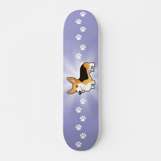 Cartoon Pembroke Welsh Corgi Persoonlijk Skateboard (Voorkant)