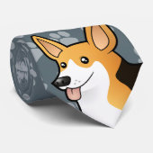 Cartoon Pembroke Welsh Corgi Stropdas (Opgerold)
