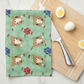 Cartoon Pembroke Welsh Corgi Theedoek (Quarter Fold)