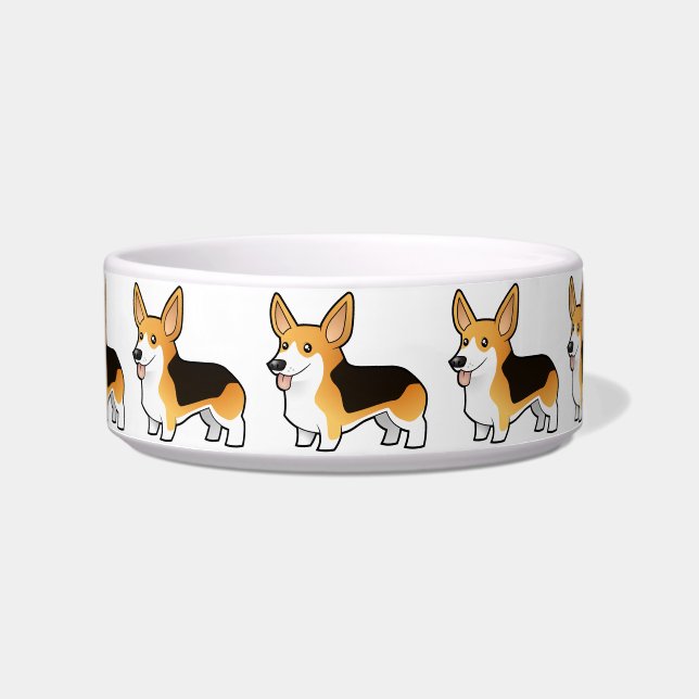 Cartoon Pembroke Welsh Corgi Voerbakje (Voorkant)