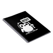 Cartoon Penguin Holding "RESIST" Sign – B & W Notitieboek (Rechterzijde)