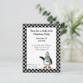 Cartoon Penguin-kerstuitnodiging Kaart (Staand voorkant)
