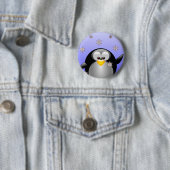 Cartoon Penguin met Snowflakes Ronde Button 5,7 Cm (In situ)