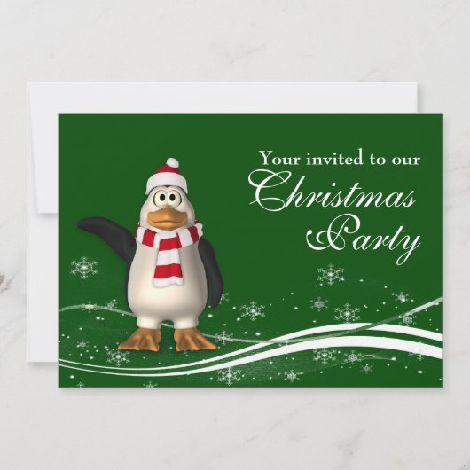 Cartoon Penguin Santa Kerstfeest Kaart (Voorkant)
