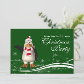 Cartoon Penguin Santa Kerstfeest Kaart (Staand voorkant)