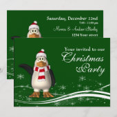 Cartoon Penguin Santa Kerstfeest Kaart (Voorkant / Achterkant)