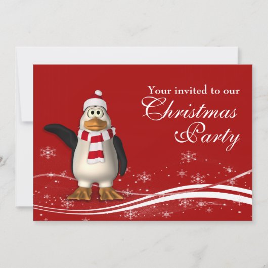 Cartoon Penguin Santa Kerstfeest Kaart (Voorkant)