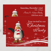 Cartoon Penguin Santa Kerstfeest Kaart (Voorkant / Achterkant)