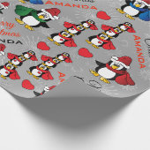Cartoon Penguin Stack - Personaliseren Cadeaupapier (Hoek)