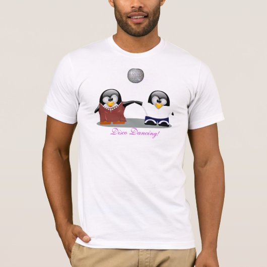Cartoon Penguins Disco Dansend Shirt (Voorkant)
