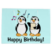 Cartoon Penguins Zingend Happy Birthday Groot Cadeauzakje (Achterkant)