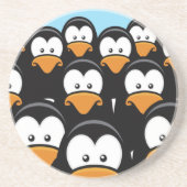 Cartoon Pensive Penguin Army Zandsteen Onderzetter (Voorkant)
