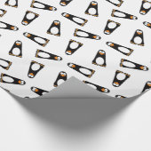 Cartoon Pensive Penguin on White Herhaalt patroon Cadeaupapier (Hoek)
