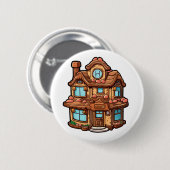 Cartoon peperkoek huis ronde button 5,7 cm (Voorkant /achterkant)