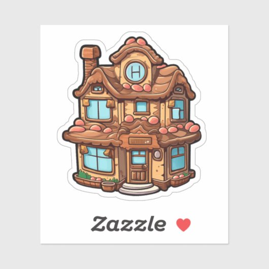 Cartoon peperkoek huis sticker (Vel)