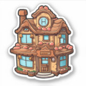 Cartoon peperkoek huis sticker (Voorkant)