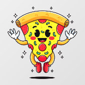 Cartoon Pepperoni Pizzasnij Customer Attractor Raamsticker (Vel)