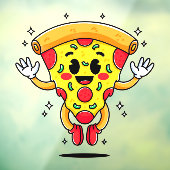 Cartoon Pepperoni Pizzasnij Customer Attractor Raamsticker (Vel 3)