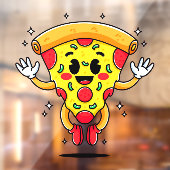 Cartoon Pepperoni Pizzasnij Customer Attractor Raamsticker (Vel 2)