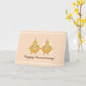 Cartoon Perfect Pear Funny Cute Couple Jubileum Kaart (Gele Bloem)