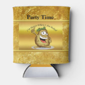 Cartoon personage aardappel met groen haar blikjeskoeler (Voorkant)