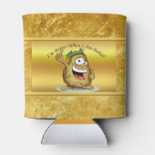 Cartoon personage aardappel met groen haar blikjeskoeler (Achterkant)