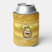 Cartoon personage aardappel met groen haar blikjeskoeler (Blikje Achterkant)